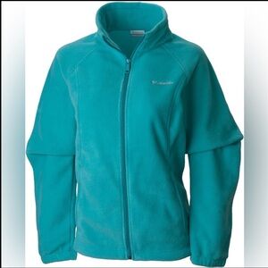 COLUMBIA Bento Springs Full Zip Fleece Jacket Girls Medium Green Hiking Outdoor